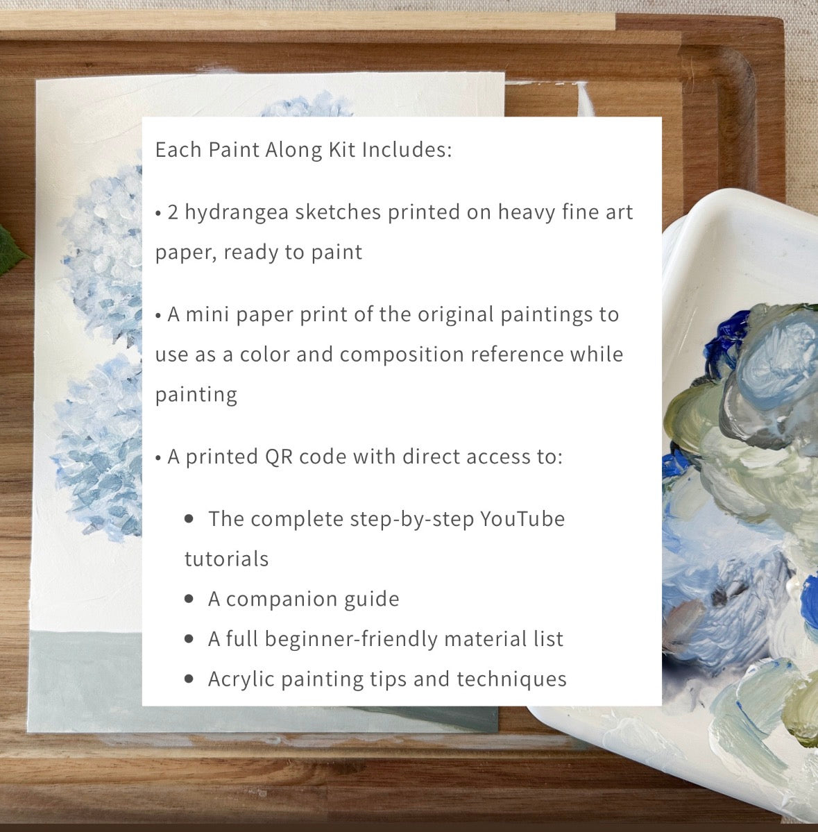 Blue & White Hydrangea Paint Along Kit