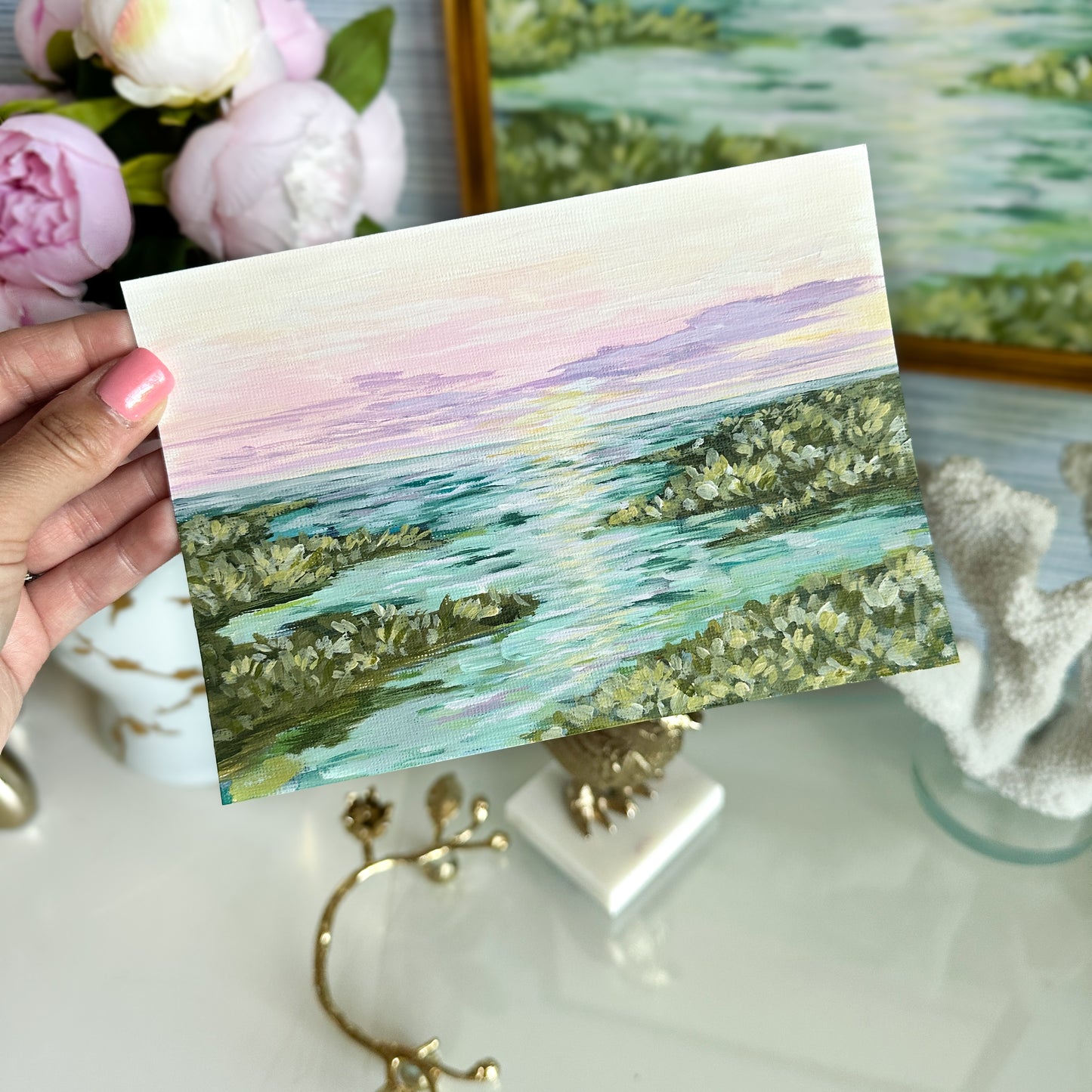 “Under a Pink Sky" Original Acrylic Painting - 5x7”