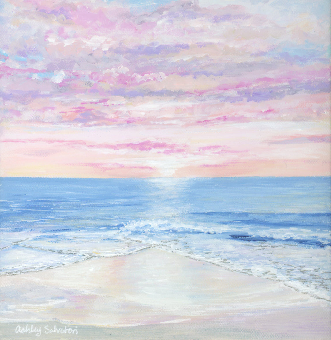 “Perfectly Pink Sunset" Framed Hand-Embellished Print