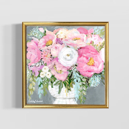 “Bloom" Hand-Embellished Framed Canvas Print