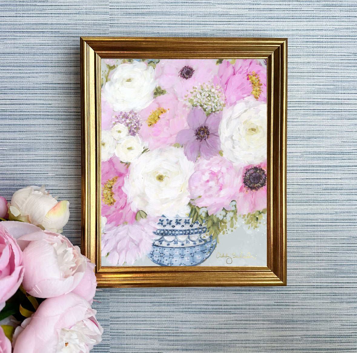 “Pastel Petals” Framed Canvas Print