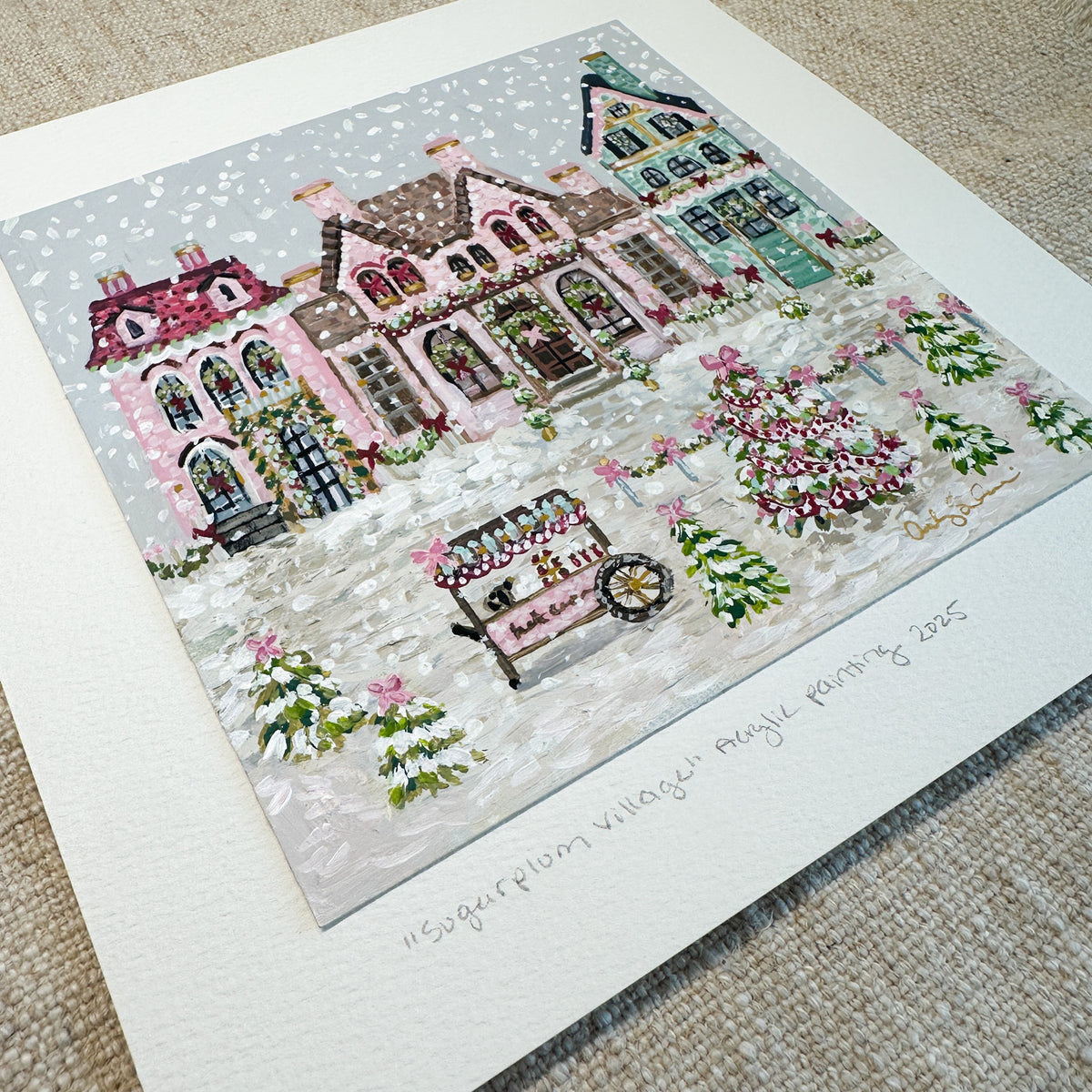 Sugarplum Village | Original Acrylic Painting – Framed
