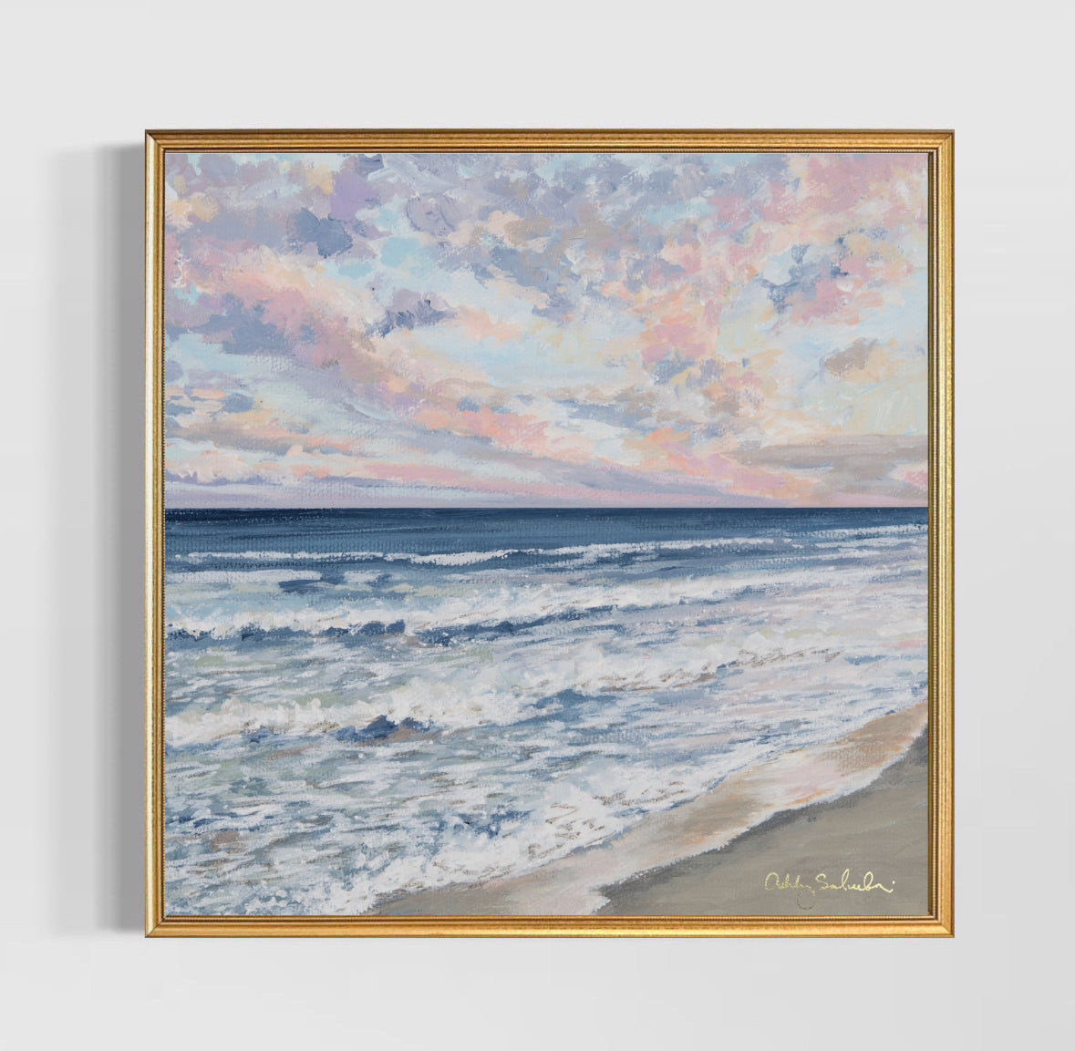 “Graceful Sunset” Hand-Embellished Framed Canvas Print