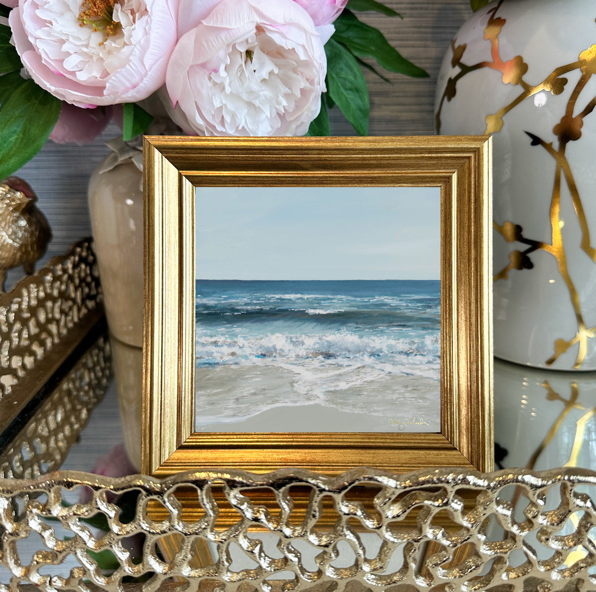 “Beautiful Blue Sea” Framed Canvas Print
