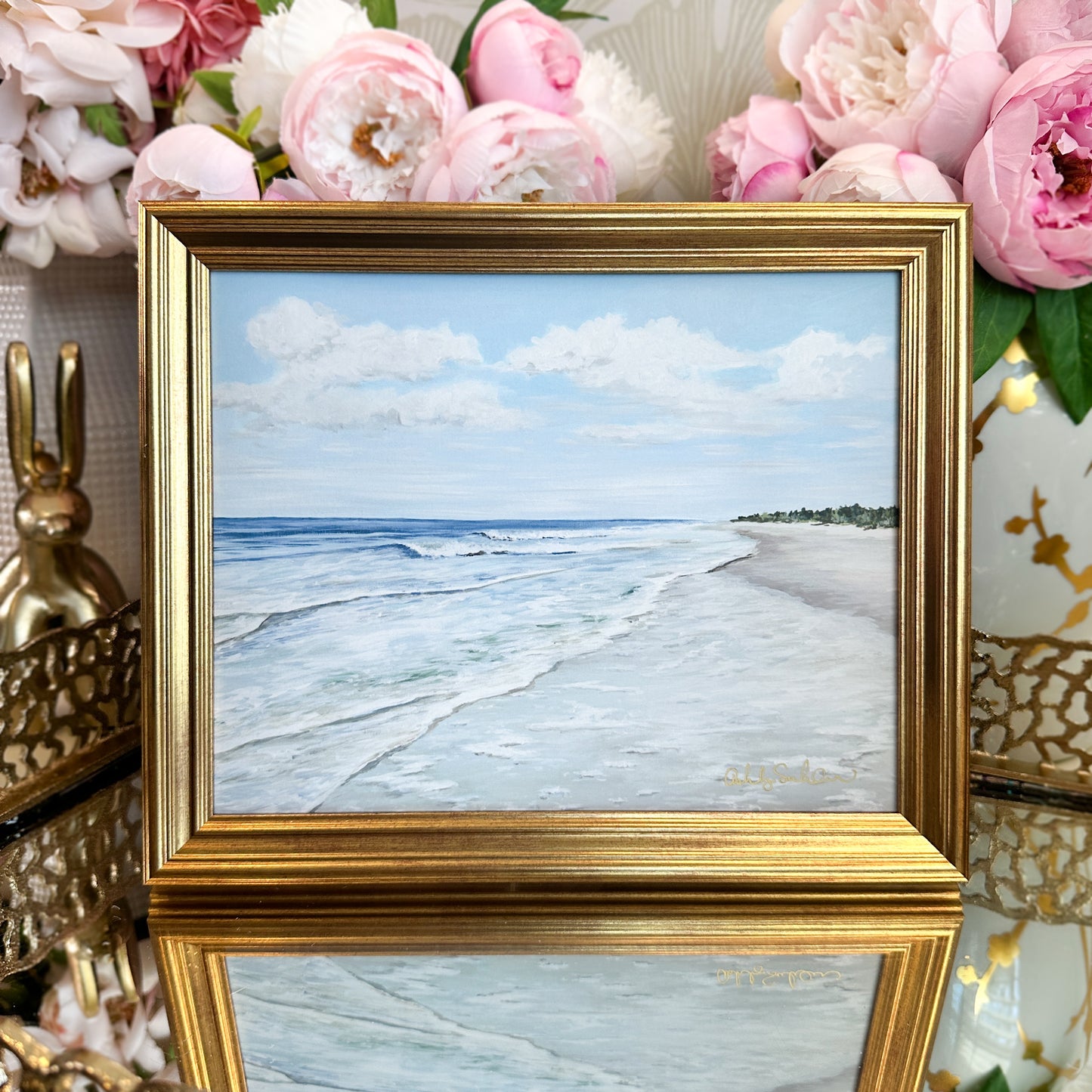 “Walk On The Beach" Framed Canvas Print