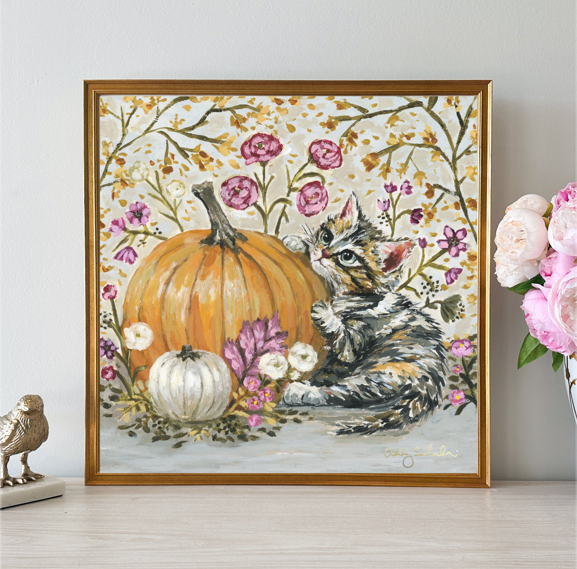 “Olivia's Pumpkin" Framed Canvas Print