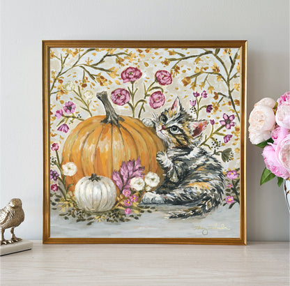 “Olivia's Pumpkin" Framed Canvas Print