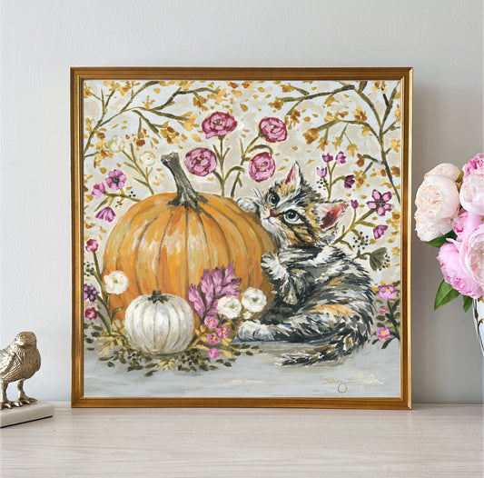 “Olivia's Pumpkin" 24x24 Framed Canvas Print