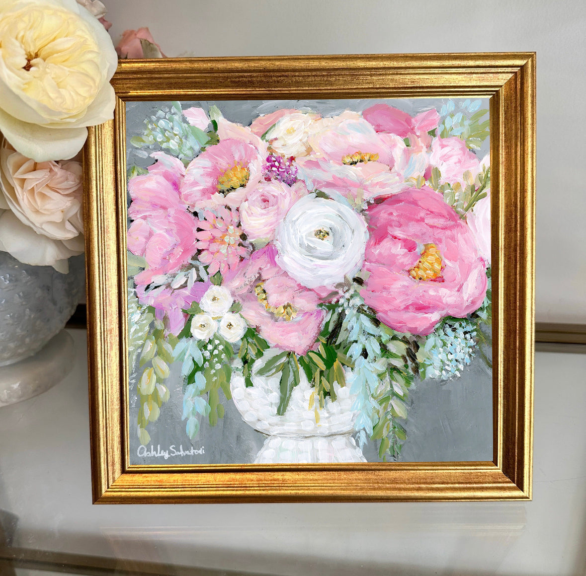 “Bloom" Hand-Embellished Framed Canvas Print