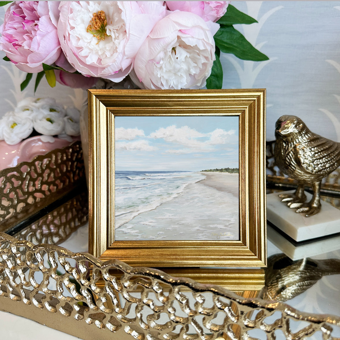 “Walk On The Beach" Framed Canvas Print