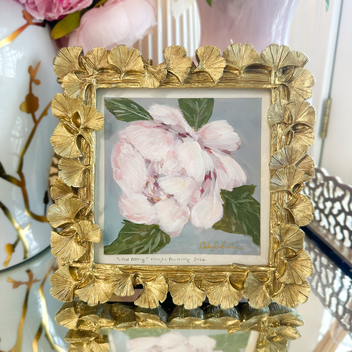 Little Peony | Original Acrylic Painting – Framed