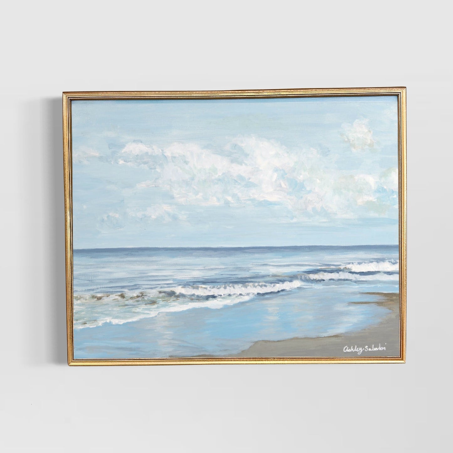 “Ocean Bliss" Hand-Embellished Framed Canvas Print