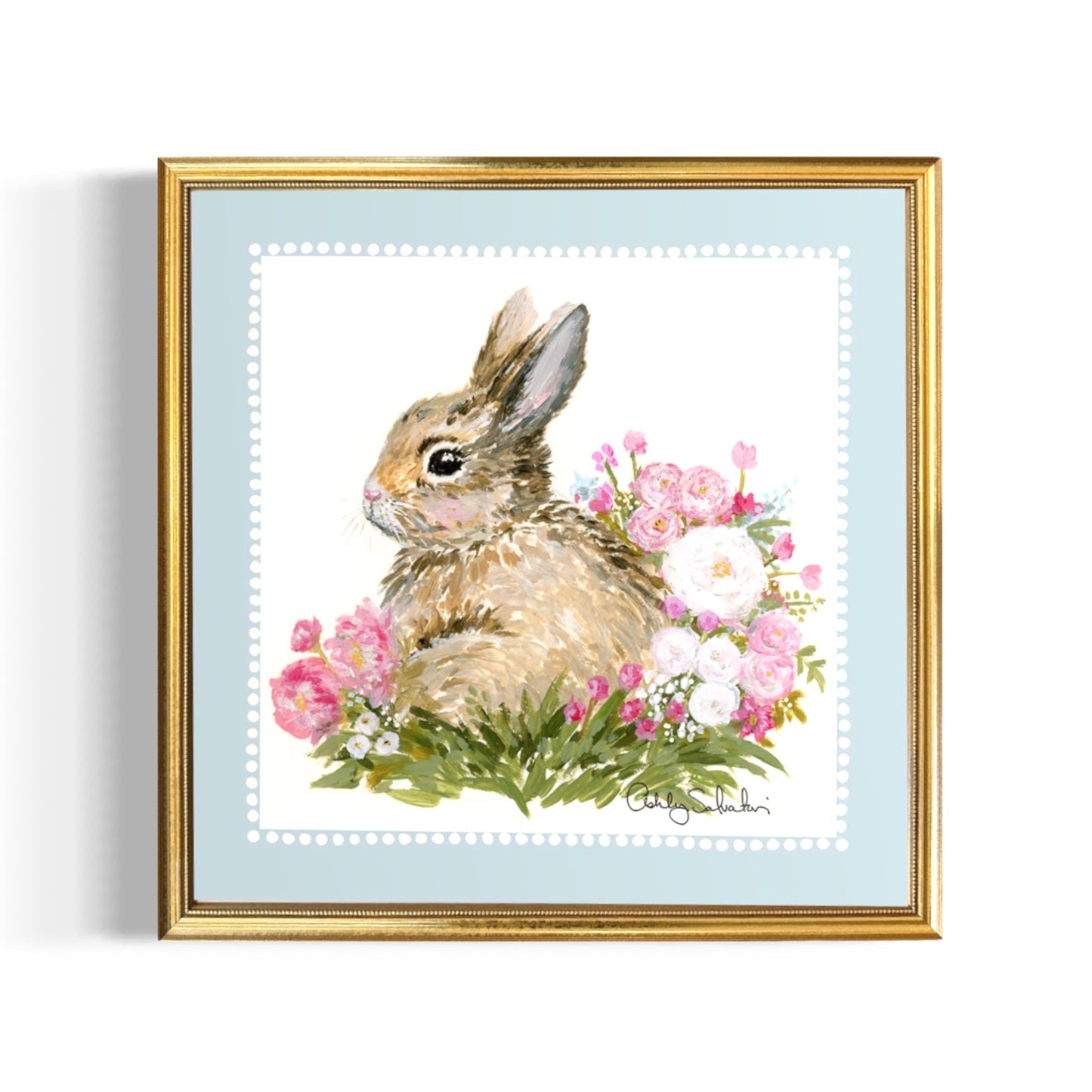 “Bun Bun” Hand-Embellished Framed Canvas Print