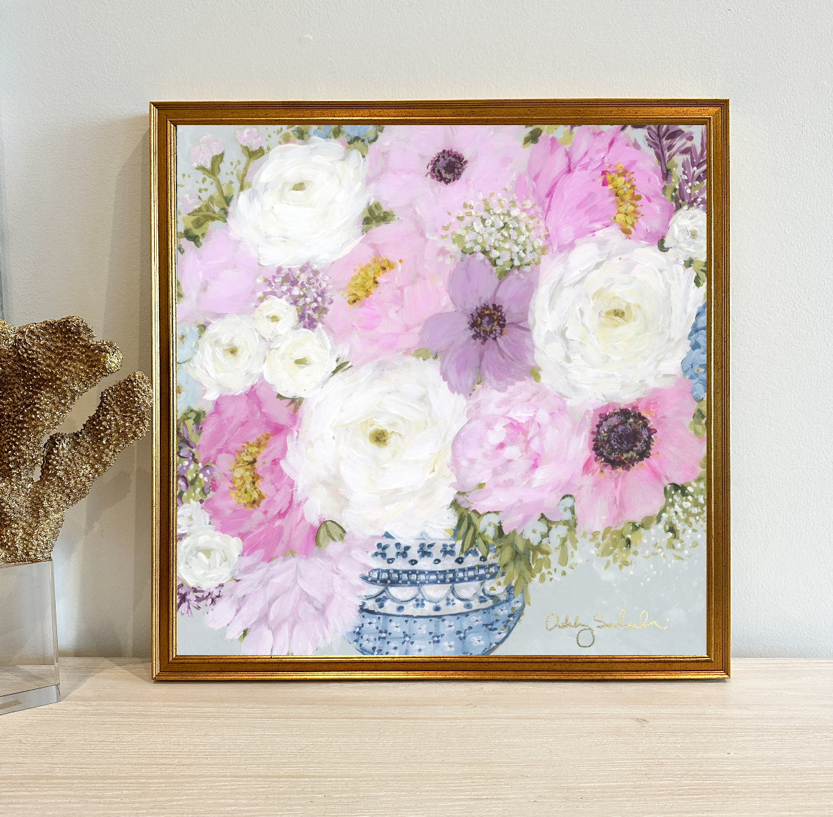 “Pastel Petals” Framed Canvas Print