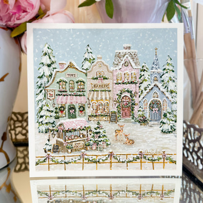 Christmas Cheer Village | Original Acrylic Painting – Framed