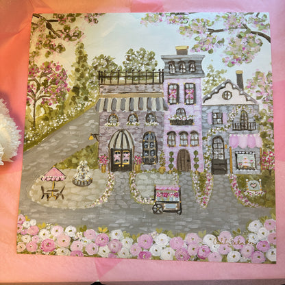 “Sweetheart Village" Framed Canvas Print