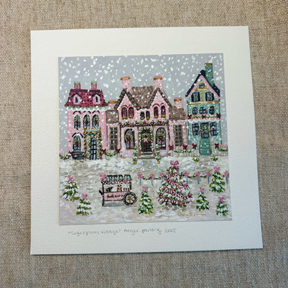 Sugarplum Village | Original Acrylic Painting – Framed