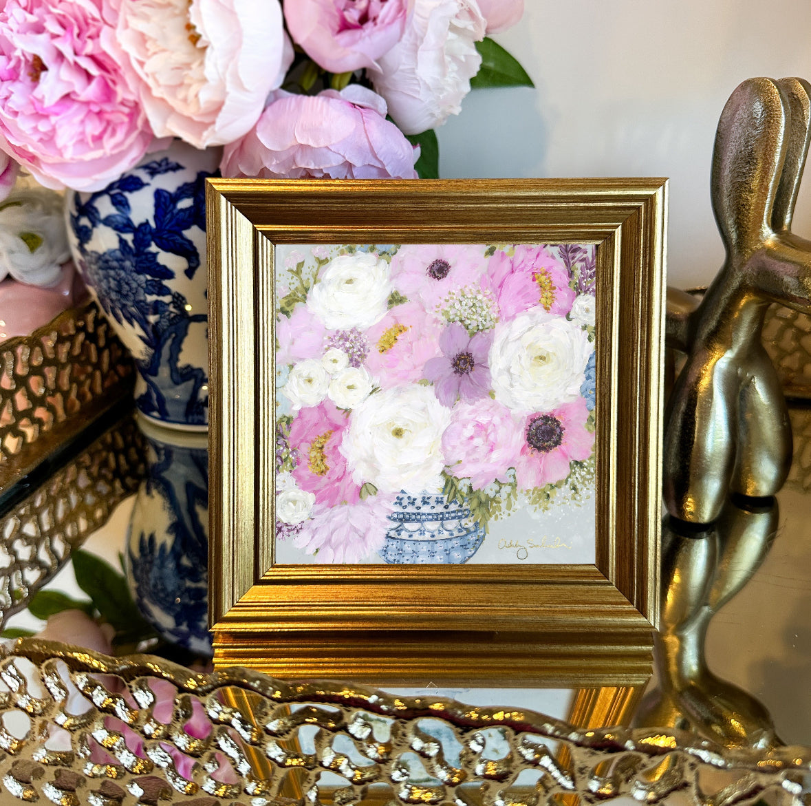 “Pastel Petals” Framed Canvas Print