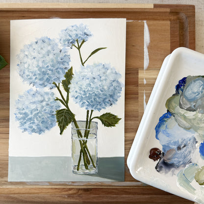 Blue & White Hydrangea Paint Along Kit