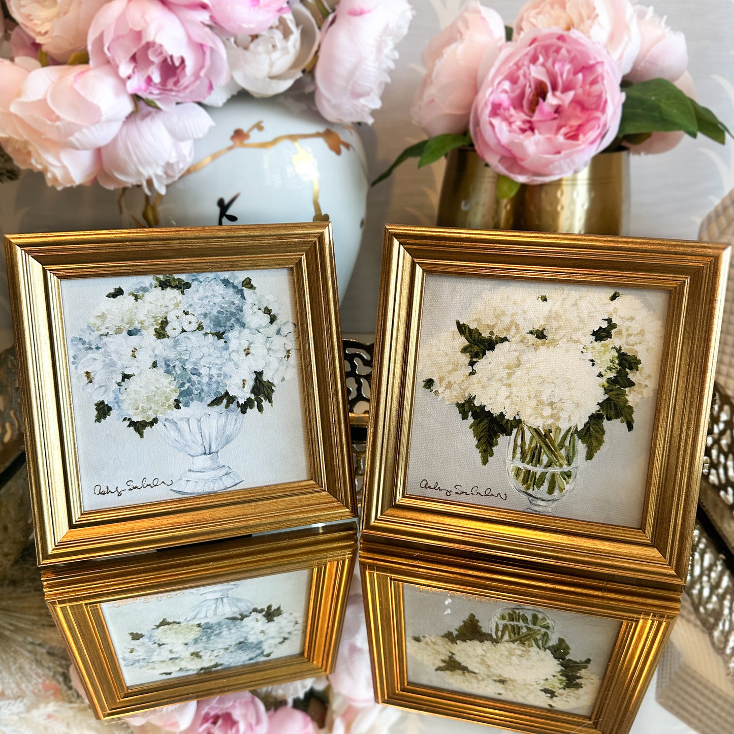 “Sweet Hydrangeas” - Set of 2 Framed Canvas Prints