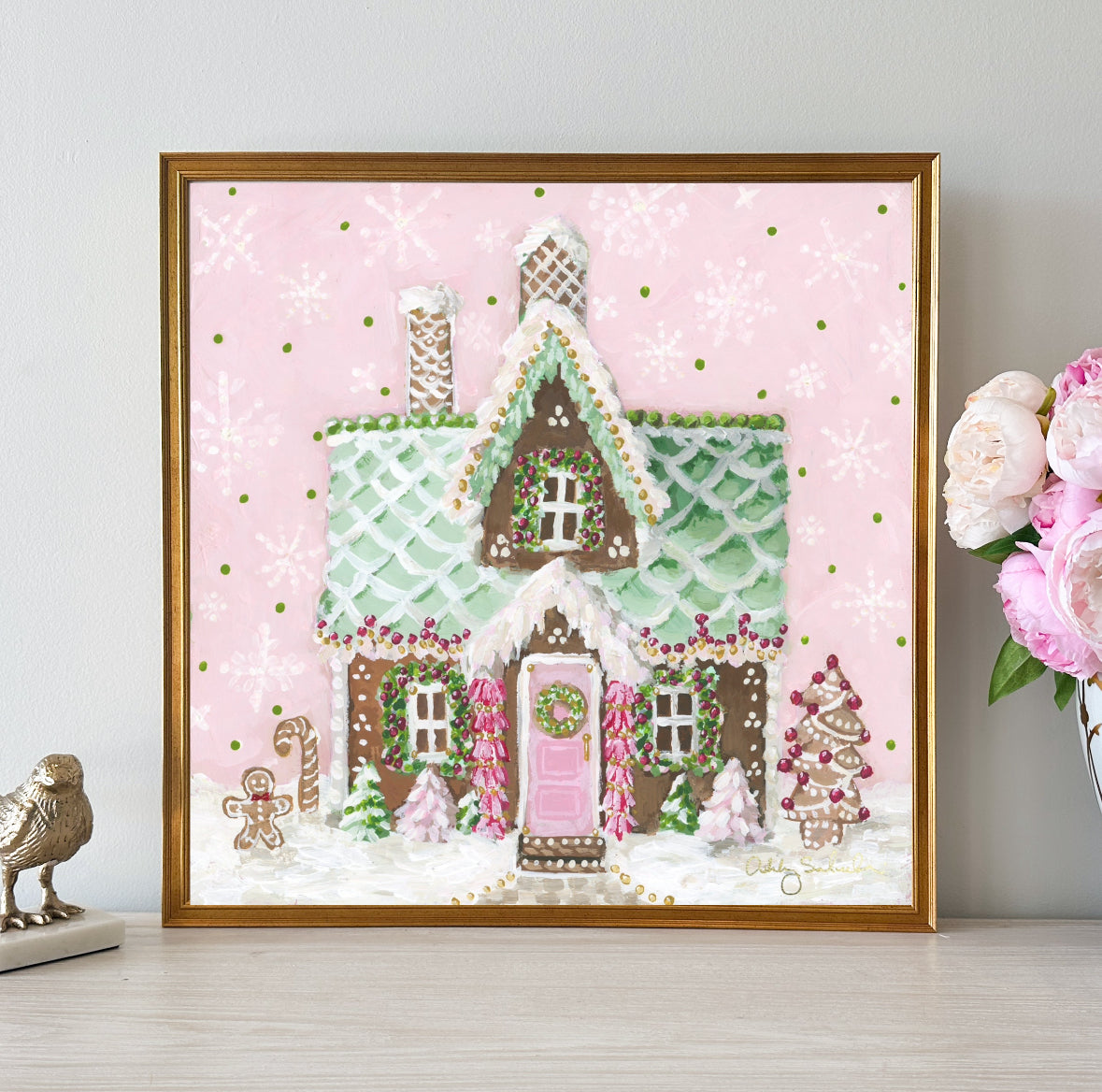 The Gingerbread House" 24x24 Framed Canvas Print