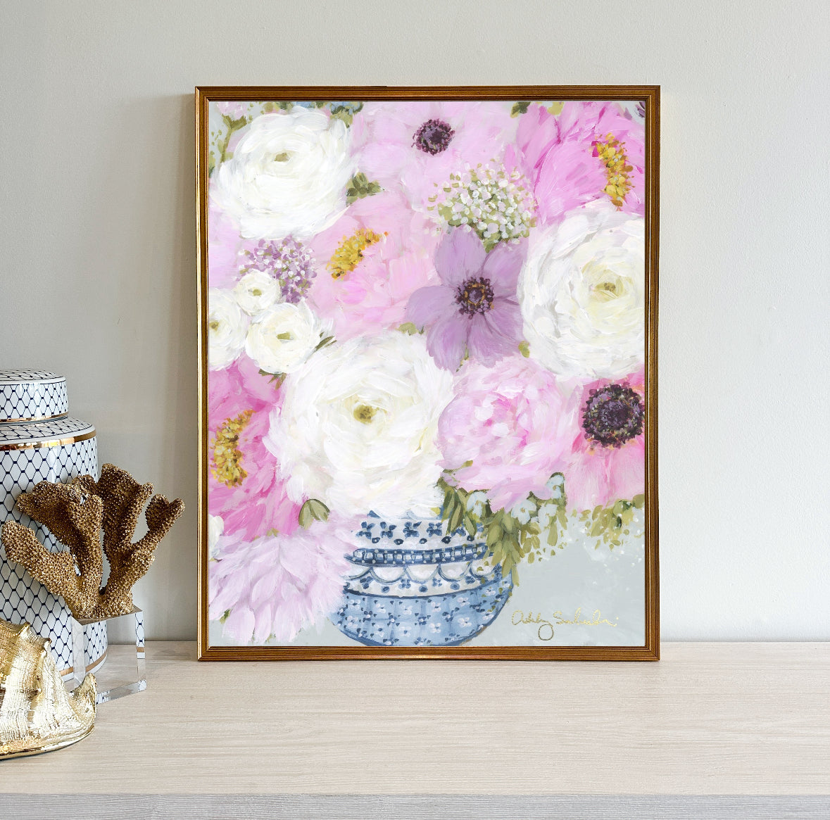 “Pastel Petals” Framed Canvas Print