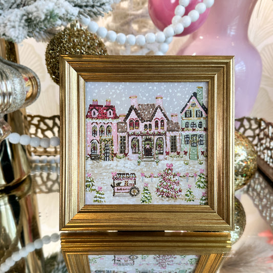 “Sugar Plum Village" Framed Canvas Print