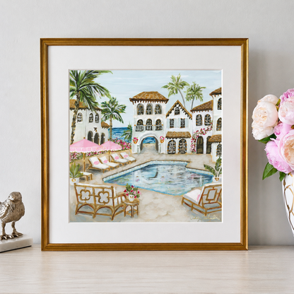“Villa by the Sea" Signature Canvas Print