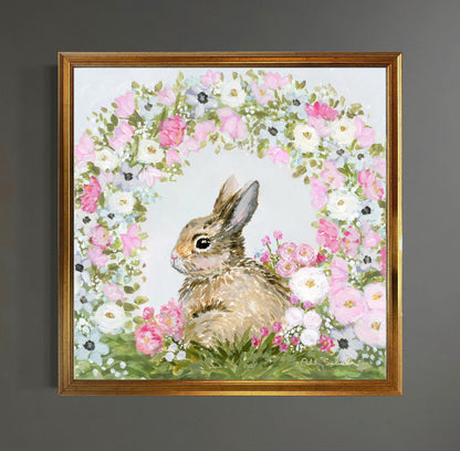 “Bun Bun’s Garden” Framed Canvas Print