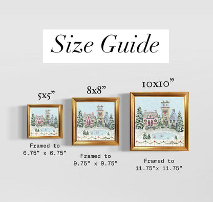 "Snowflake Village" Framed Canvas Print