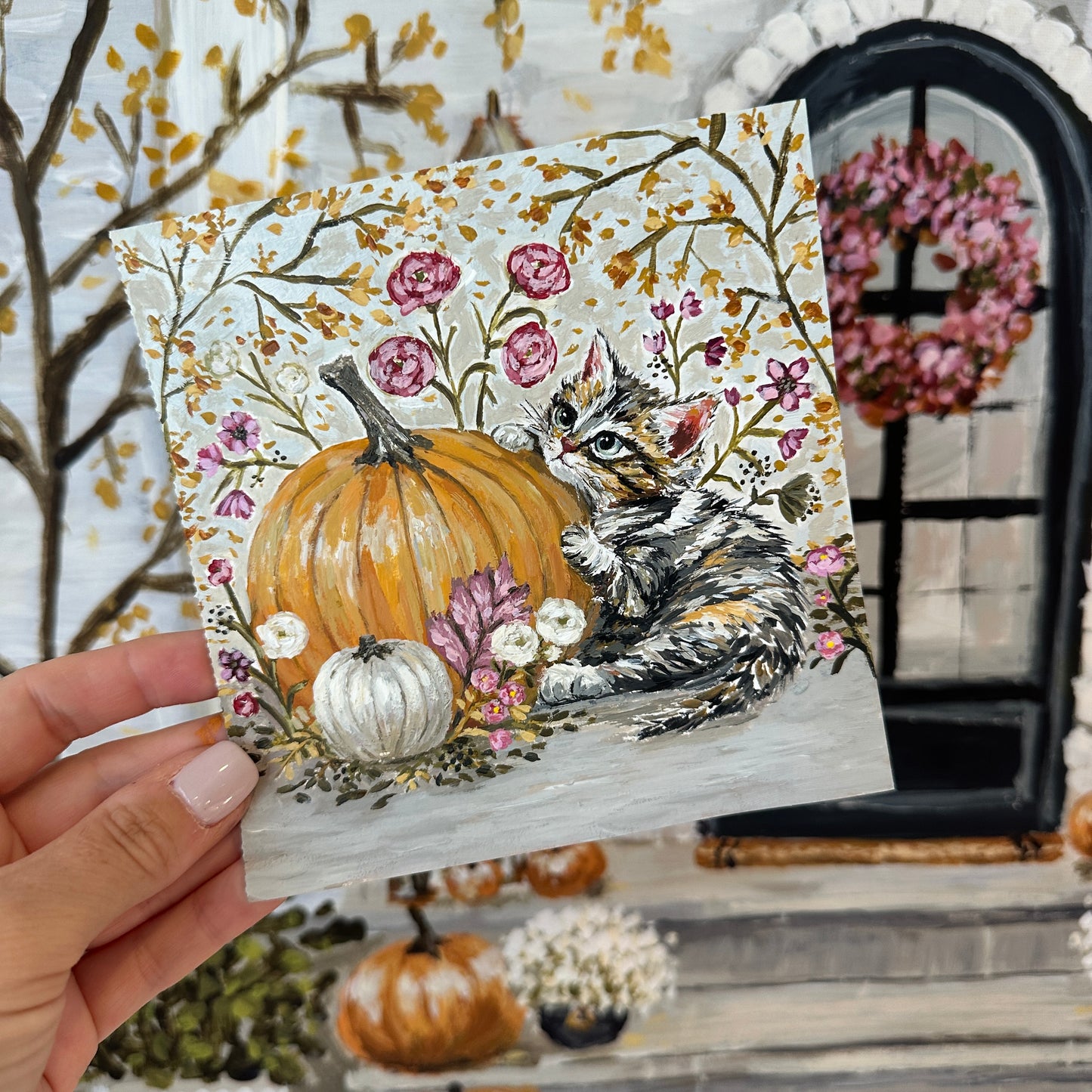 “Olivia's Pumpkin" Framed Canvas Print
