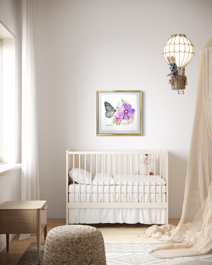 "Blue Monarch" Framed Canvas Print