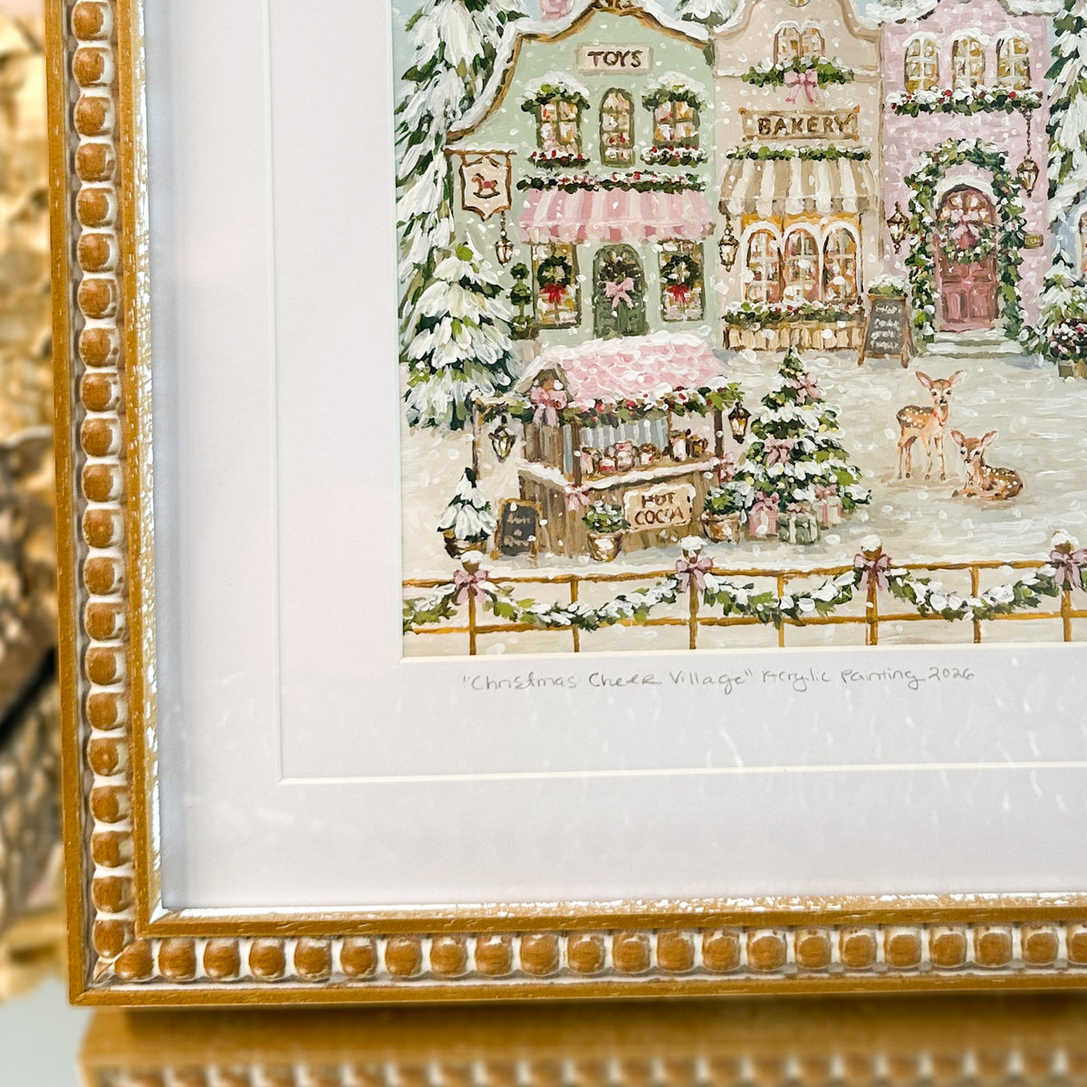 Christmas Cheer Village | Original Acrylic Painting – Framed