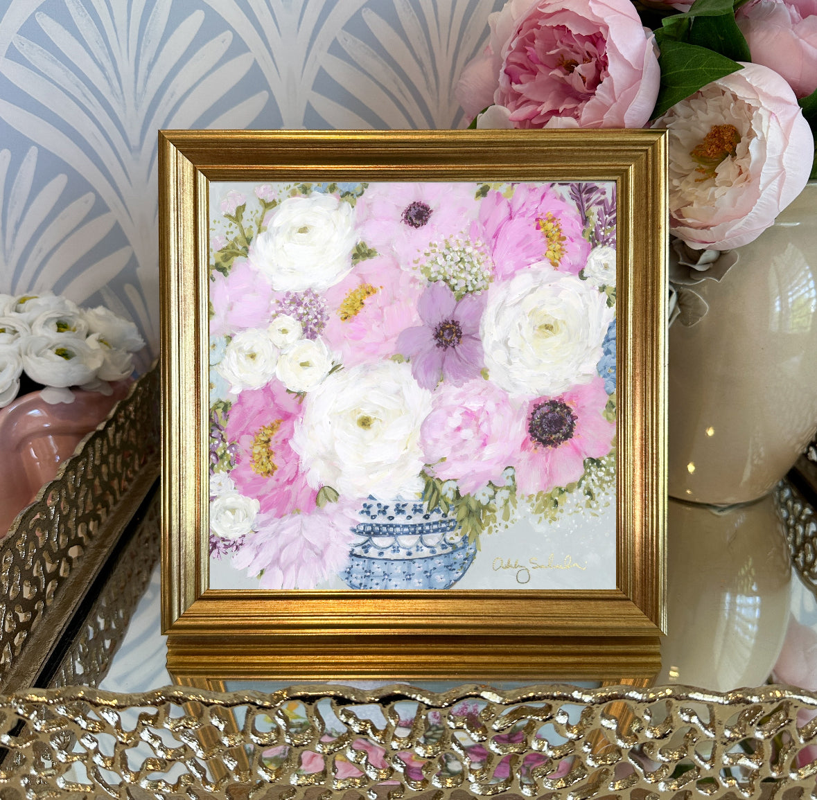 “Pastel Petals” Framed Canvas Print