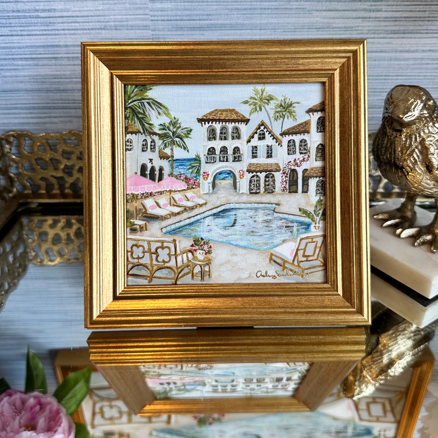 “Villa by the Sea" Framed Giclée Print