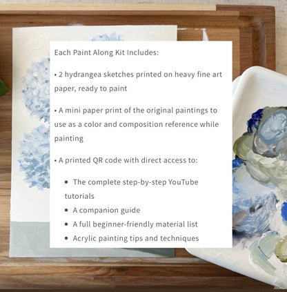 Blue & White Hydrangea Paint Along Kit