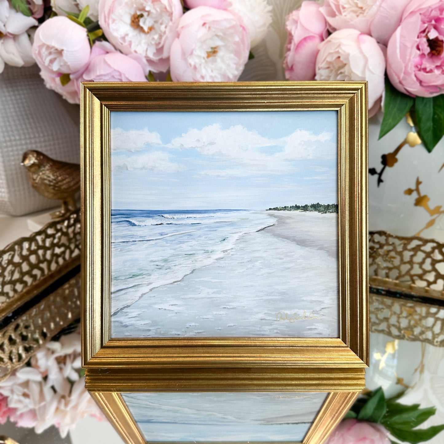 “Walk On The Beach" Framed Canvas Print