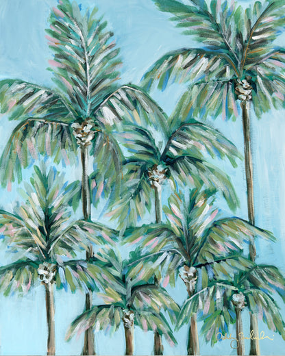 "Blueberry Palms” Framed Canvas Print