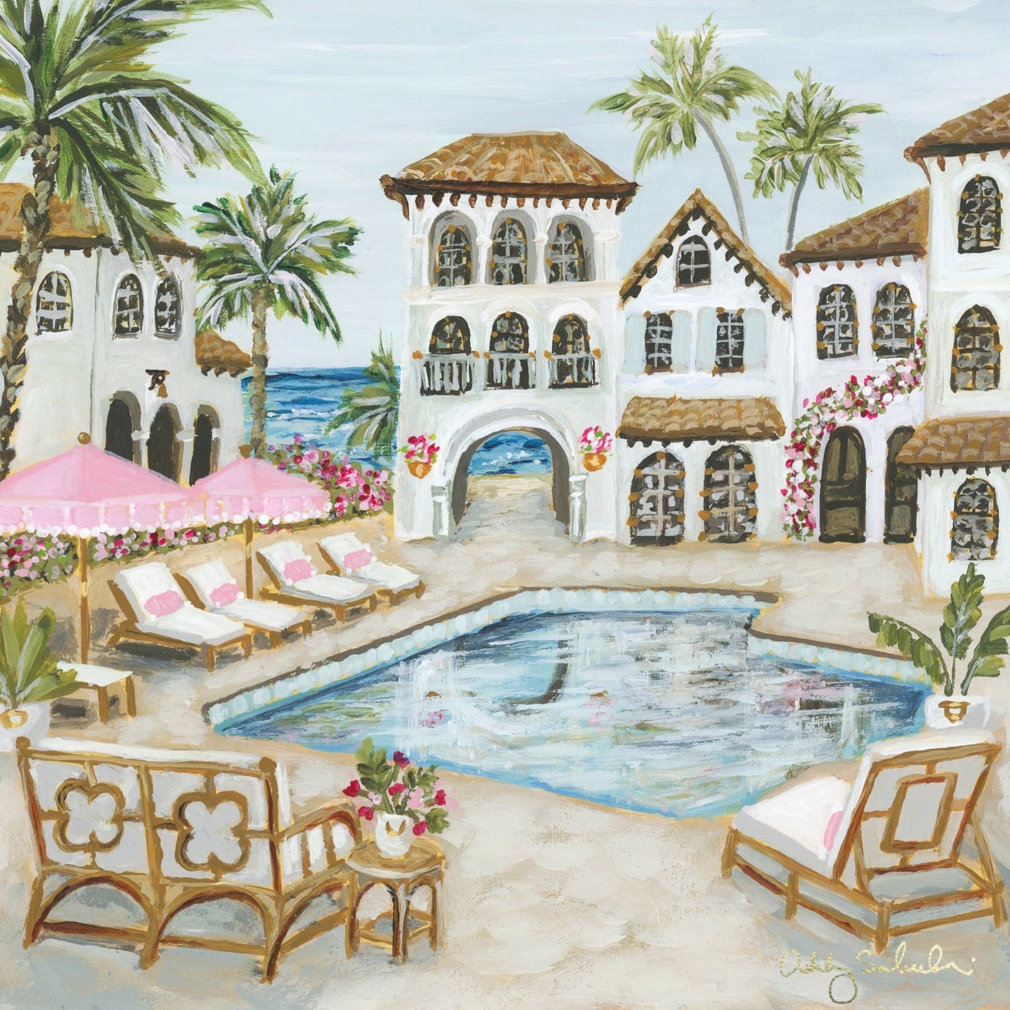 “Villa by the Sea" Unframed Giclée Print