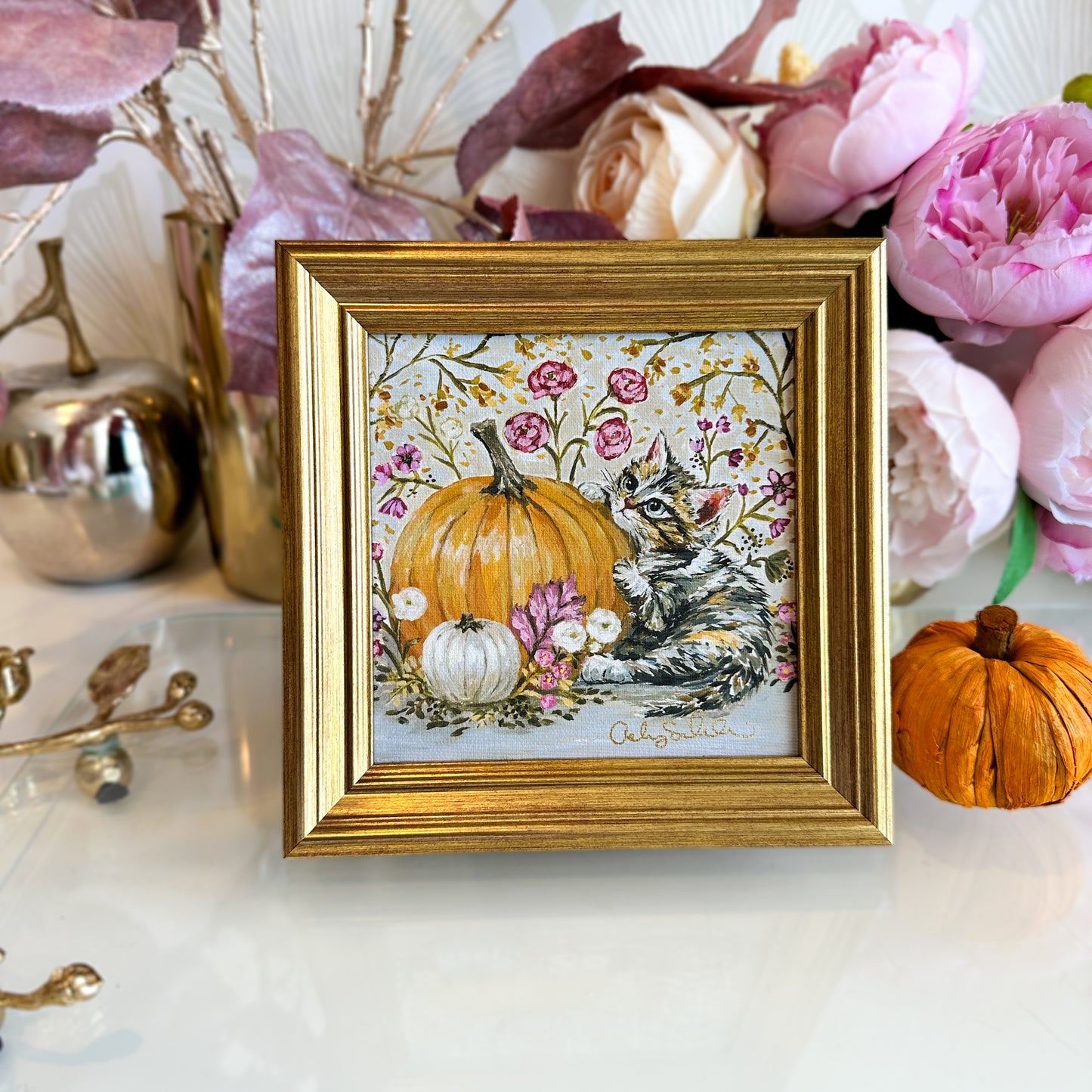 “Olivia's Pumpkin" Framed Canvas Print