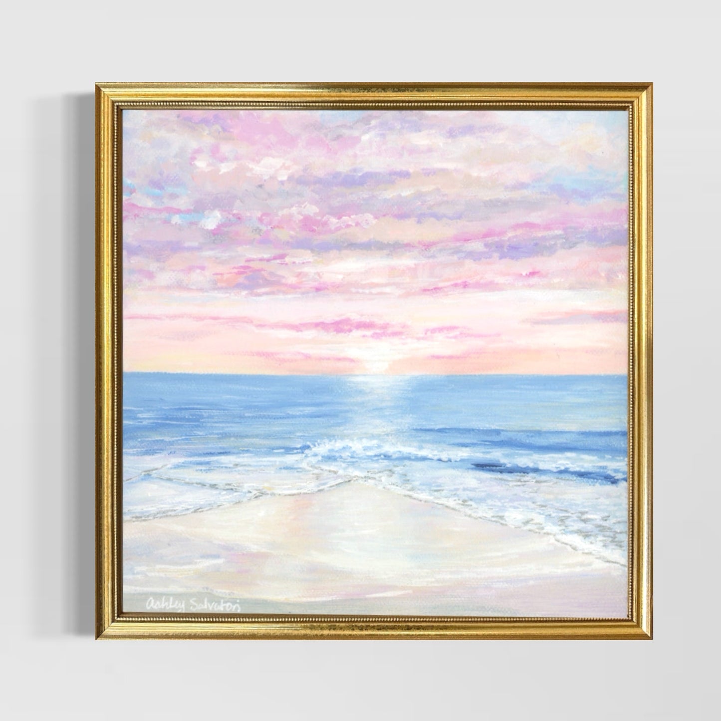 “Perfectly Pink Sunset” Hand-Embellished Framed Canvas Print