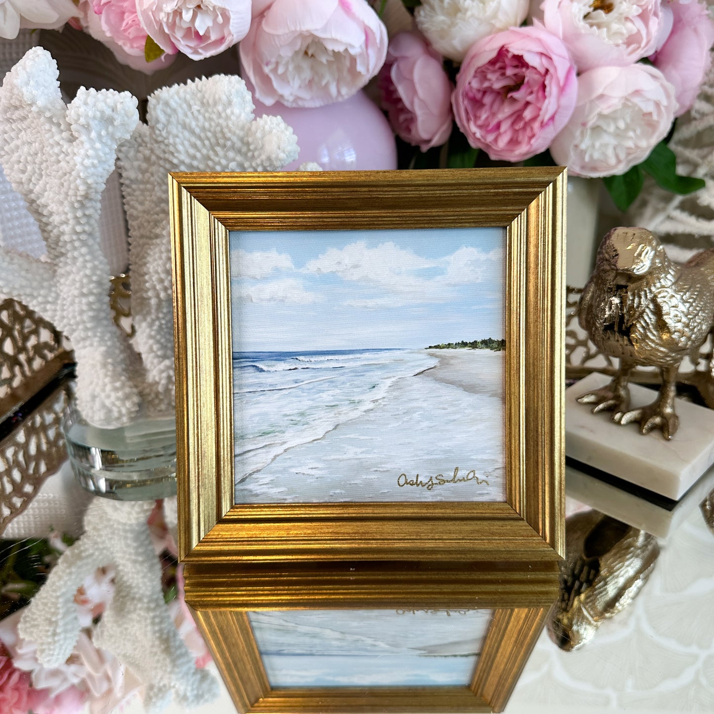 “Walk On The Beach" Framed Canvas Print