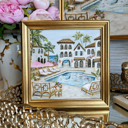 “Villa by the Sea" Framed Giclée Print