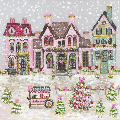 “Sugar Plum Village" Framed Canvas Print
