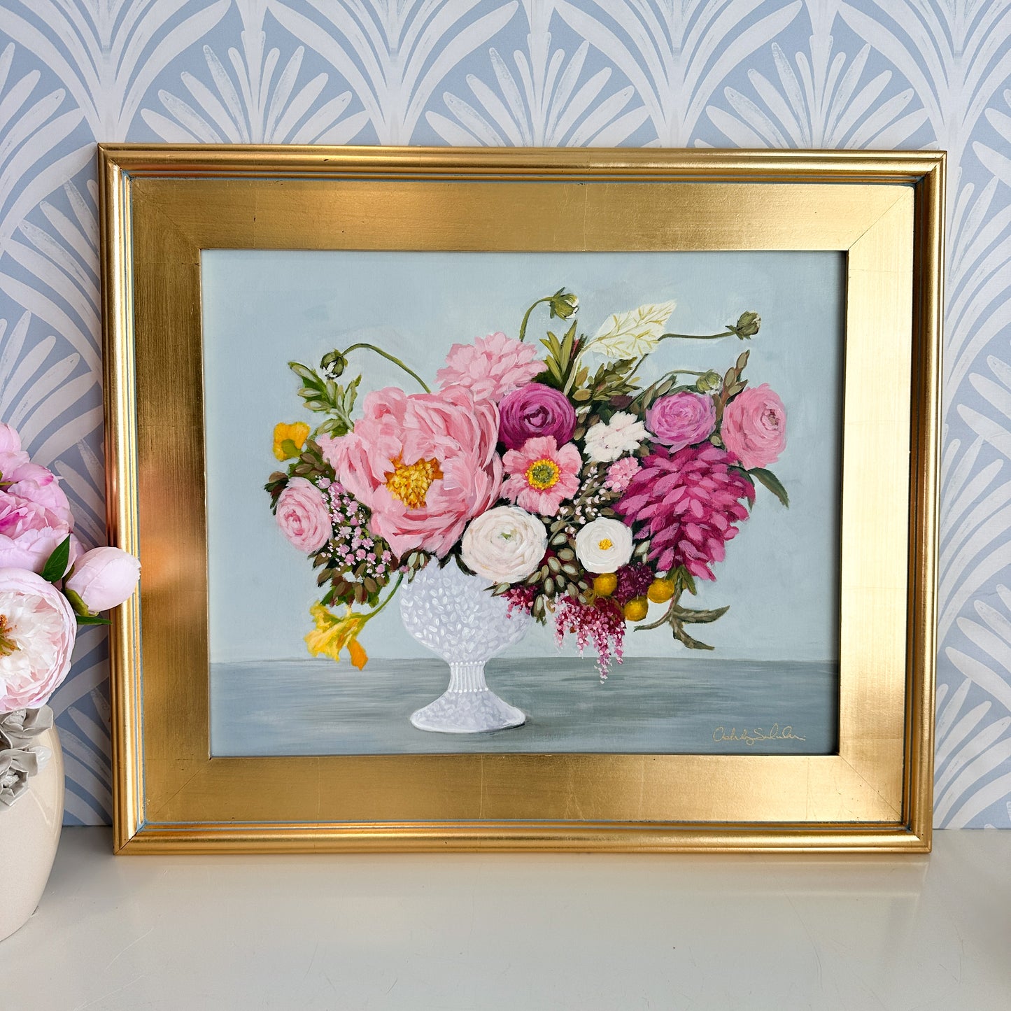 “Tea Time" Framed Original Painting - 22x26" Framed