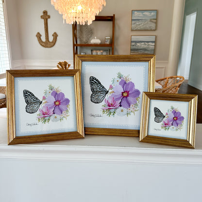 "Blue Monarch" Framed Canvas Print