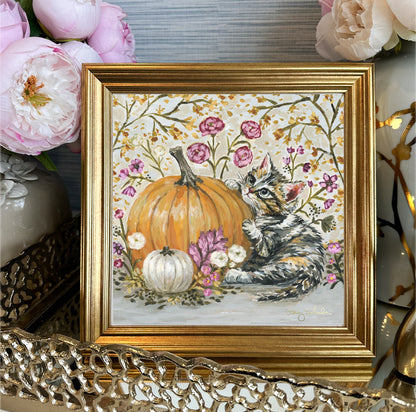 “Olivia's Pumpkin" Framed Canvas Print