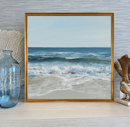 “Beautiful Blue Sea” Framed Canvas Print