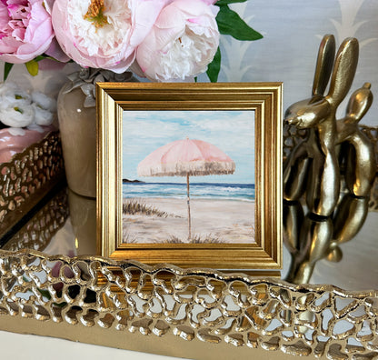 “Pretty Pink Umbrella” Framed Canvas Print