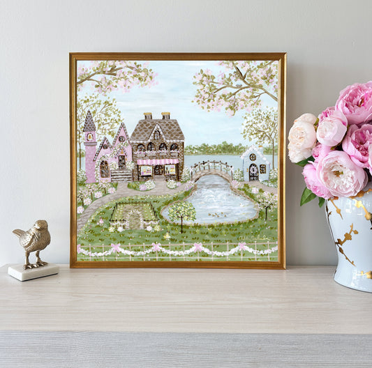 “Cottontail Village" Framed Canvas Print